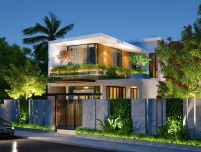 Biệt thự 2 tầng phong cách hiện đại với hình khối ấn tượng